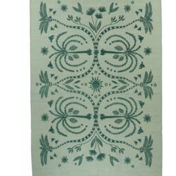 Lime Cream Printed Cotton Kilim Rug - Living Kids Room Area Rugs Silk Screen Floral Illustrated Accent Runner- Trendy Decorative Woven 5x7 - thumbnail 3
