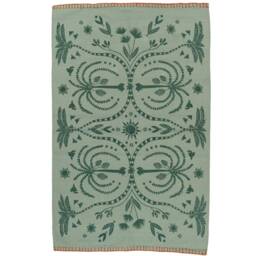Lime Cream Printed Cotton Kilim Rug - Living Kids Room Area Rugs Silk Screen Floral Illustrated Accent Runner- Trendy Decorative Woven 5x7 - thumbnail 2