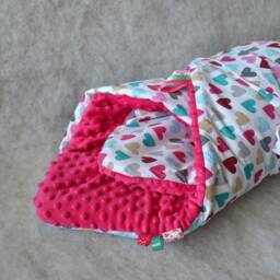 Swaddle Blanket, Baby Schlafsack, Heart Newborn Swaddle, Blanket, Shower Gift, Wrap Pink Minky - thumbnail 2