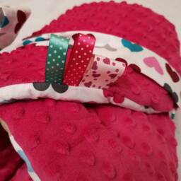 Swaddle Blanket, Baby Schlafsack, Heart Newborn Swaddle, Blanket, Shower Gift, Wrap Pink Minky - thumbnail 4