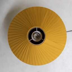Handmade Ceramic Table Lamp, A Lighting & Decorative Object. Yellow Base Yellow Ribbon Shade - thumbnail 3