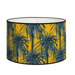 Tropical Modern Lampshade Palm Tree Motifs On Yellow Background Exotic Interior Decoration - Available As A Lamp Base Or Pendant - thumbnail 1