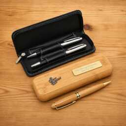 Martial Arts Luxury Wooden Or Leatherette Pen Case With Matching Free Engraving Boxing Karate Gift - thumbnail 1