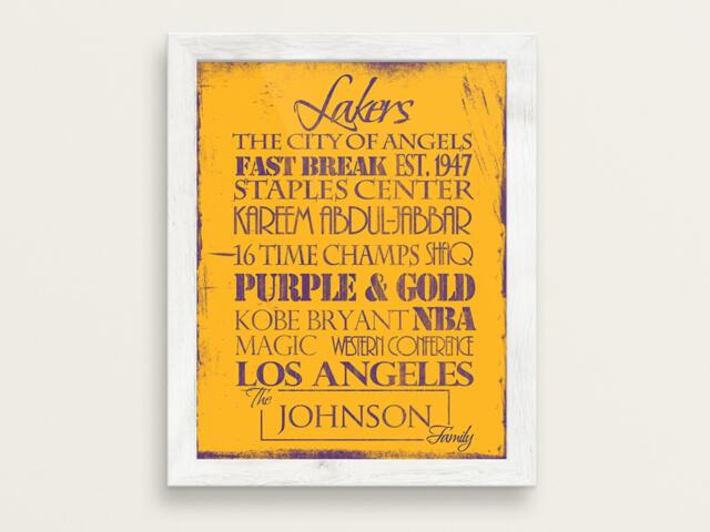 Los Angeles Lakers Print Or Canvas. La Lakers. Lakers Gift. Personalized Vintage Lakers. Basketball Los Angeles Print. La Art - image 1