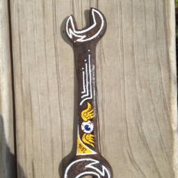 Hand Painted Wrench Fathers Day Guys Paper Weight Man Cave Decor Desk Manly Beard Grizzly Biker John Deere Harley Davidson Tools Custom - thumbnail 2