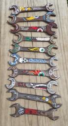 Hand Painted Wrench Fathers Day Guys Paper Weight Man Cave Decor Desk Manly Beard Grizzly Biker John Deere Harley Davidson Tools Custom - thumbnail 1