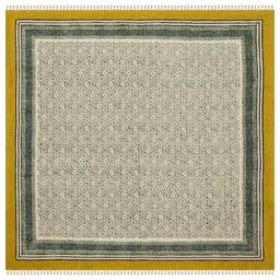 Indian Yellow Dhurrie Rug - Hand Block Printed Cotton Area - thumbnail 2