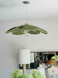 14-Petal Flower Pendant Light in Linen & Rattan - Handcrafted Chandelier Japanese Wabi-Sabi Lighting Natural Decoration