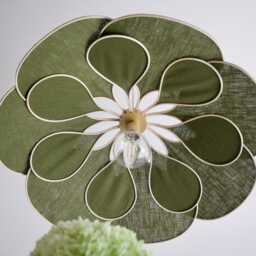 14-Petal Flower Pendant Light in Linen & Rattan - Handcrafted Chandelier Japanese Wabi-Sabi Lighting Natural Decoration - thumbnail 3