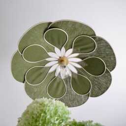 14-Petal Flower Pendant Light in Linen & Rattan - Handcrafted Chandelier Japanese Wabi-Sabi Lighting Natural Decoration - thumbnail 2