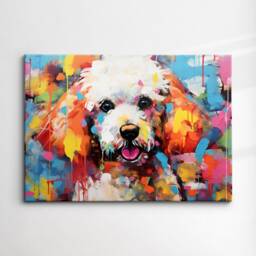 Poodle Fun Animal Dog Pet Lover Abstract Oil Painting Wall Art, Framed Canvas Poster Print, Home Kitchen Office Room Decor, Gifts - thumbnail 3