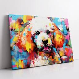 Poodle Fun Animal Dog Pet Lover Abstract Oil Painting Wall Art, Framed Canvas Poster Print, Home Kitchen Office Room Decor, Gifts - thumbnail 2