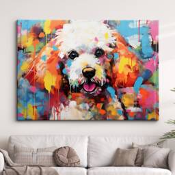 Poodle Fun Animal Dog Pet Lover Abstract Oil Painting Wall Art, Framed Canvas Poster Print, Home Kitchen Office Room Decor, Gifts - thumbnail 1