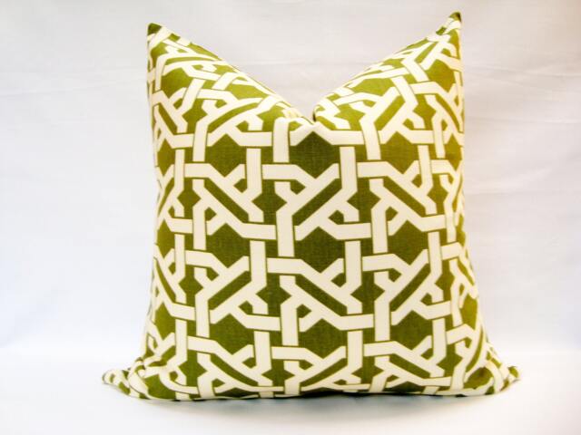 Green Geometric Pillow Cover, Richloom Cotton Cushion 20 - image 1
