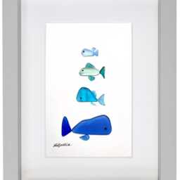 Shoal Of Fish - Sea Glass Picture Framed Handmade Wall Art Decor - thumbnail 2
