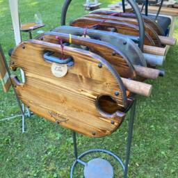 Portable Wine Table - Hand-Burnt Camping With Rustic Charm - thumbnail 2