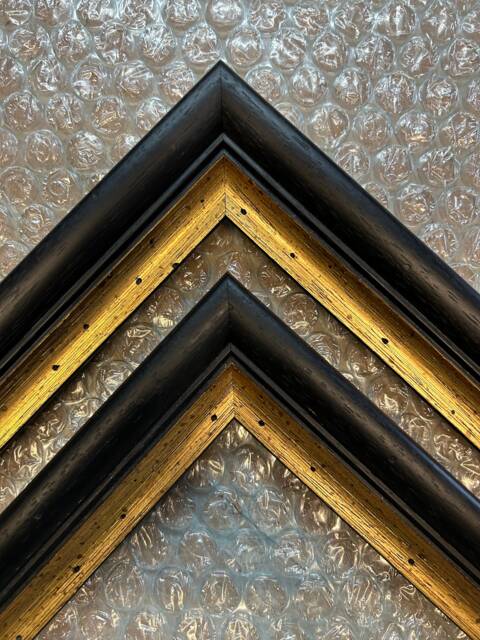 Waxed Black & Gold Marbled Wooden Picture Frame, Custom Size - image 1