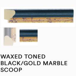 Waxed Black & Gold Marbled Wooden Picture Frame, Custom Size - thumbnail 3