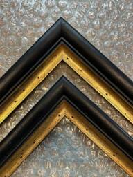 Waxed Black & Gold Marbled Wooden Picture Frame, Custom Size