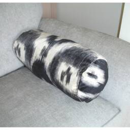 "Black Velvet Bolster Pillow Cover 18"" Cream Cylinder 8x18 Round Ended End Cushion Sham Case 8" - thumbnail 2