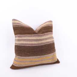 Handwoven Turkish Kilim Pillow Cover Vintage Wool Throw - 16''x16'' - thumbnail 3