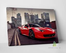 Red Ferrari City Canvas Art Print Picture Racing Sports Cars Framed Wall Decor -E337 - thumbnail 1