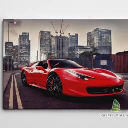 Red Ferrari City Canvas Art Print Picture Racing Sports Cars Framed Wall Decor -E337 - thumbnail 2