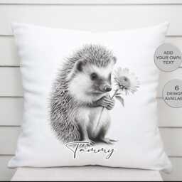 Personalised Watercolour Floral Hedgehog Cushion - Stylish Home D??cor Pillow, Perfect Gift For Lovers, Her - thumbnail 3