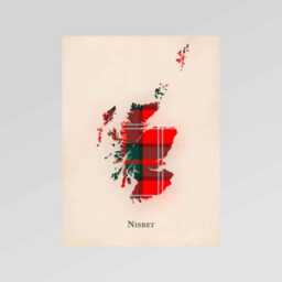Clan Nisbet Scottish Tartan Map - Of Scotland Family Wall Decor, Ready To Hang - thumbnail 2