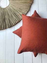 Set Of 2, 4, 6 Softened Linen Pillow Cases in Earthy Red Ochre/Linen Throw Pillows Terracotta/Decorative Cases/