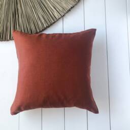 Set Of 2, 4, 6 Softened Linen Pillow Cases in Earthy Red Ochre/Linen Throw Pillows Terracotta/Decorative Cases/ - thumbnail 3