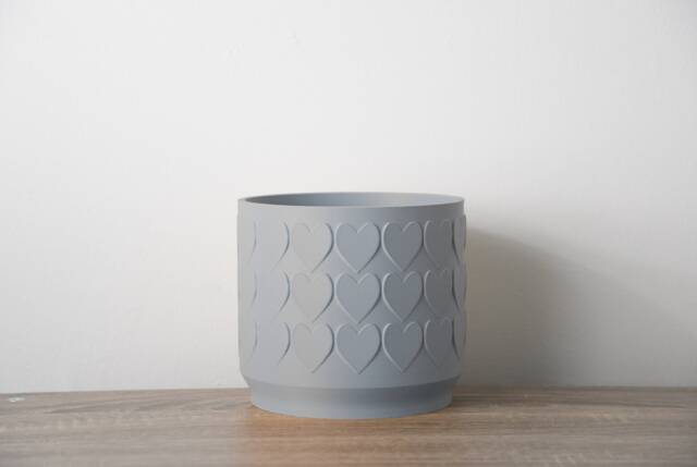 "Heart Planter With Drainage & Saucer in Gray, Cute 3D-Printed Plant Pot, Small To Large Sizes 4"" 5"" 6"" 7"" 8" - image 1
