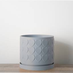 "Heart Planter With Drainage & Saucer in Gray, Cute 3D-Printed Plant Pot, Small To Large Sizes 4"" 5"" 6"" 7"" 8" - thumbnail 3