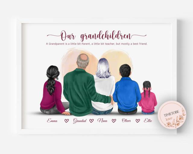 Personalized Grandparent & Grandchildren Print Custom Family Portrait - image 1