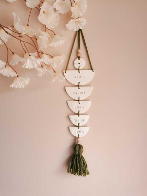 Personalized Family Wall Hanging - Clay Decoration Gift For Birth Wedding Valentine's Day - image 1