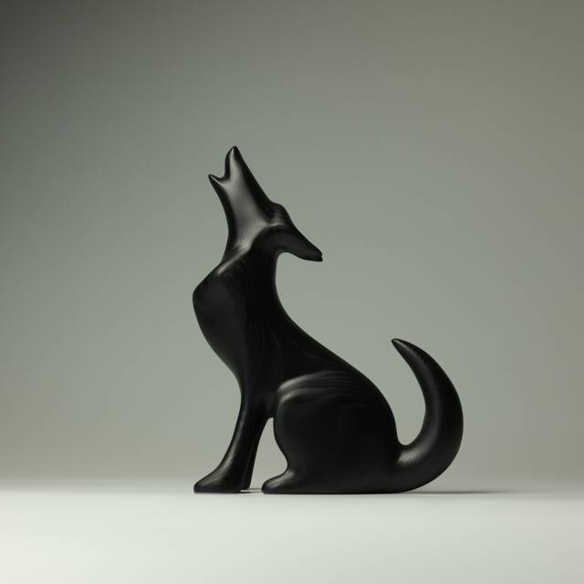 Wooden Wolf Sculpture - 19 - image 1