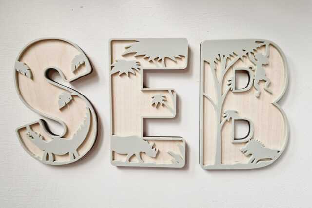 Safari Name Sign, Personalised Jungle Wooden Safari Nursery Decor, Theme Wall Art, Girls Bedroom - image 1