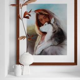 Siberian Husky Art Print, Jesus With Dog, Dog Lover Print - thumbnail 2