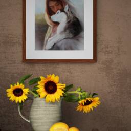 Siberian Husky Art Print, Jesus With Dog, Dog Lover Print - thumbnail 3