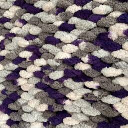 Handmade Multicolor Dark Purple Chunky Knit Blanket Soft Chenille Couch Throw - thumbnail 2