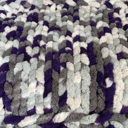 Handmade Multicolor Dark Purple Chunky Knit Blanket Soft Chenille Couch Throw - thumbnail 4