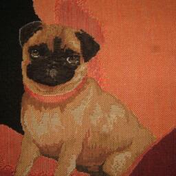 Pug On A Red Retro Chair Black Tapestry Cushion Cover Sham - thumbnail 2