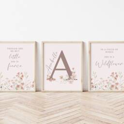 Set Of 3 Wildflower Nursery Print Set Baby Girl Bedroom Decor With Flowers - thumbnail 3