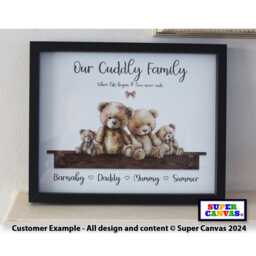 Teddy Bear Personalised Framed Family Portrait Print Unique Gift For Friend Mum Dad Husband Sister Wife Daughter Birthday Mothers Day - thumbnail 2
