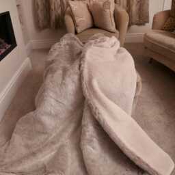 Handmade Faux Fur Throw Coconut Cream Sheepskin Lining, Super Deluxe - thumbnail 3