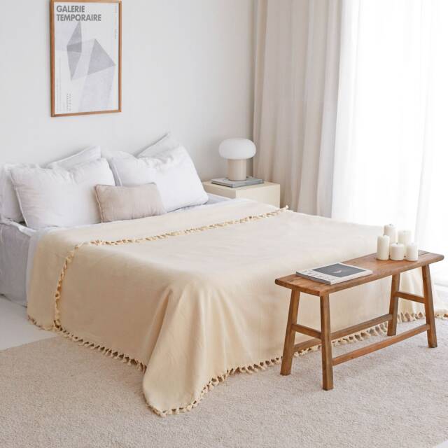 Soft Cotton Throw Blanket, Lightweight Summer King Bed Spread, Organic Couch Cover - image 1