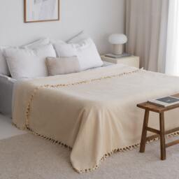 Soft Cotton Throw Blanket, Lightweight Summer King Bed Spread, Organic Couch Cover - thumbnail 3