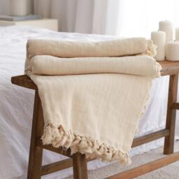 Soft Cotton Throw Blanket, Lightweight Summer King Bed Spread, Organic Couch Cover - thumbnail 2
