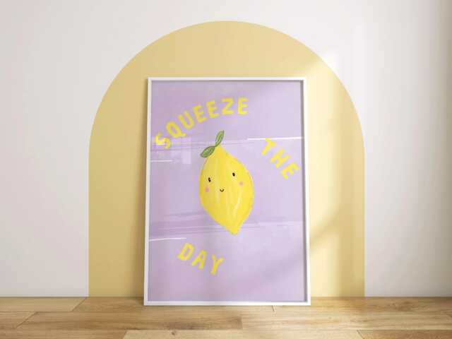 Squeeze The Day Lemon Print - Colorful Kids Room Decor - image 1