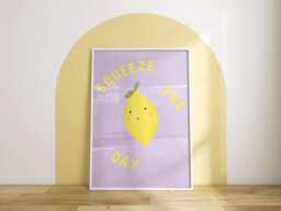 Squeeze The Day Lemon Print - Colorful Kids Room Decor - thumbnail 1
